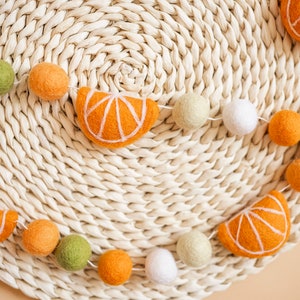 Orange garland, fruit garland, felt ball garland, orange felt garland, felt oranges, orange party decor, felt ball decor, fruit party decor image 8