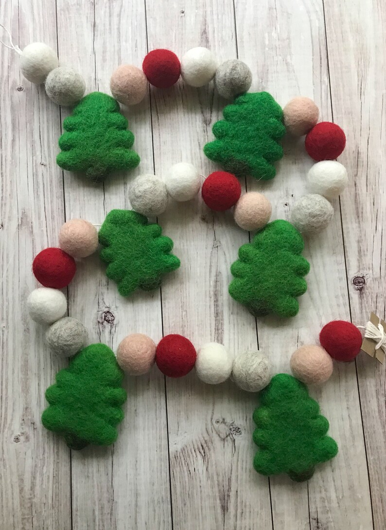 Christmas Felt Garland Christmas Tree Garland Felt Ball Etsy