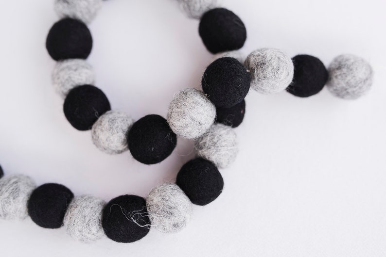 Felt ball garland modern nursery decor pom pom garland monochrome nursery decor monochrome nursery monochrome decor felt ball decor