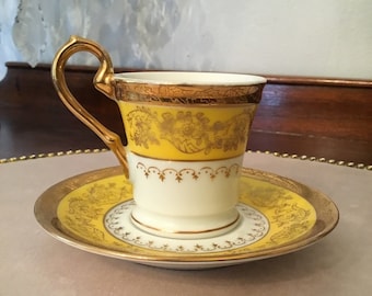 Vintage Royal Crown Demitasse Cup and Saucer, Arnart Hand Painted Porcelain