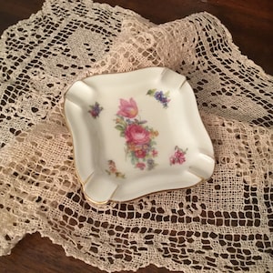 Porcelain Ashtray Vintage Thomas R Marktredwitz  Porcelain Ashtray Floral decor with Gold Trim. Made in Germany