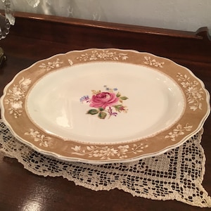 SERVING  platter &quot;Woodstock&quot; by Grindley Made in England Marlborough Royal Petal 12 inches Oval shape Earthenware