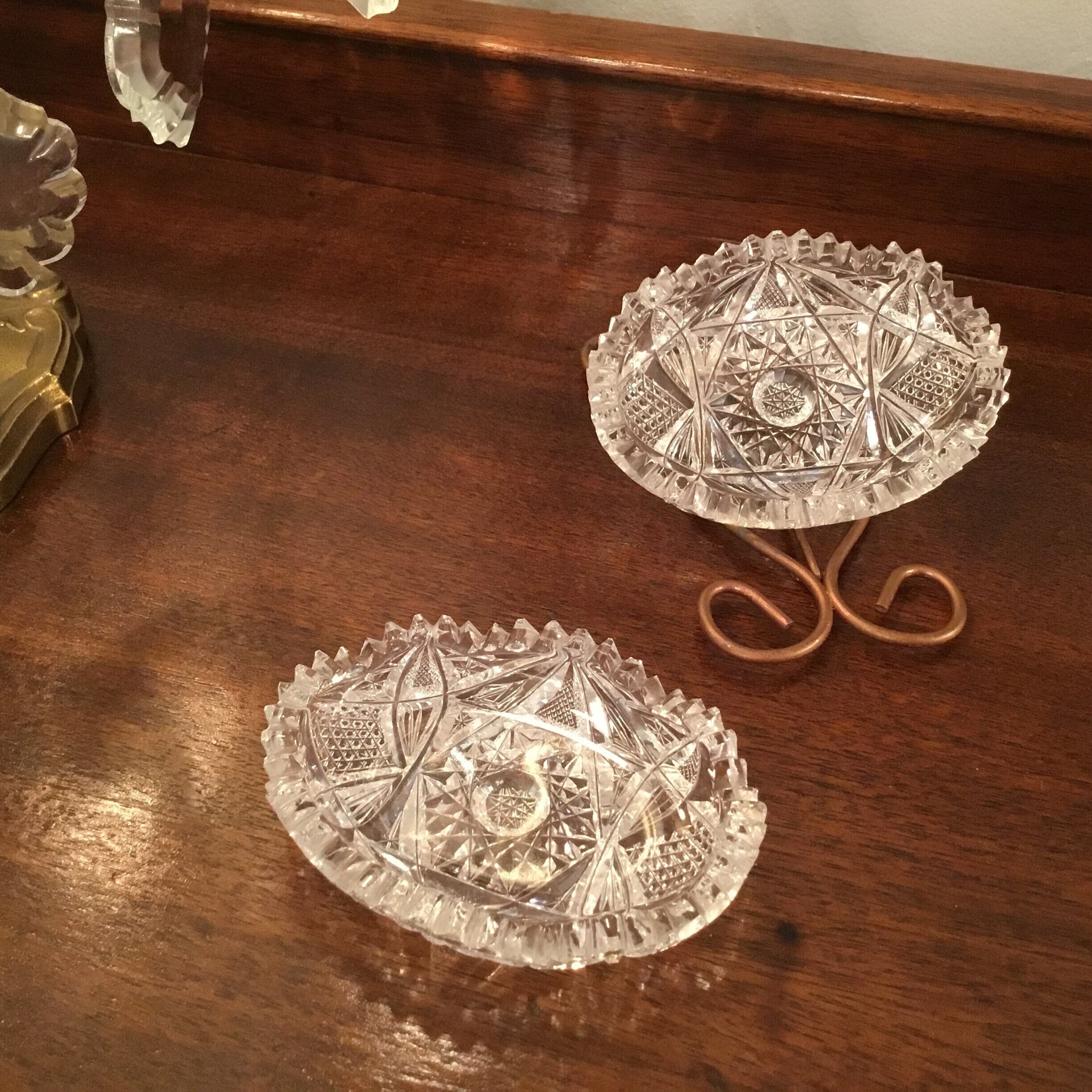 SALT CELLARS/ Butter Pats ABP American Brilliant Period cut glass Set of two
