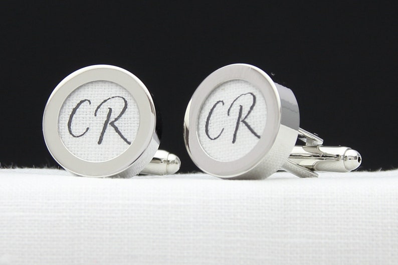 4th Anniversary Cuff Links personalized with His Initials Custom 4 Year Wedding Anniversary Gift Linen Anniversary Gift for your Husband
