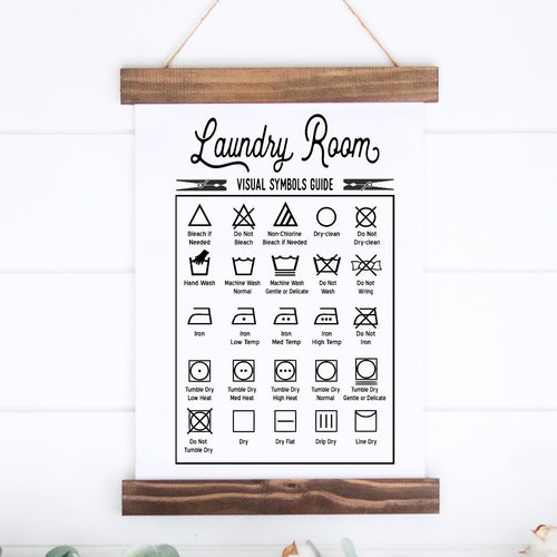 Laundry Symbols Guide Framed Hanging Canvas Sign Laundry Etsy
