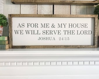 As For Me and My House We Will Serve the Lord, Joshua 24:15, Bible Verse Sign, Serve the Lord Sign, Religious Wall Decor, Scripture Sign