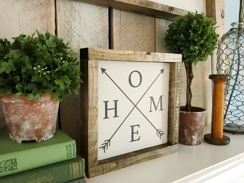 Home Sign Housewarming Gift Rustic Home Decor Arrow Sign Etsy
