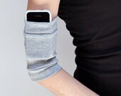 TRIXY XCHANGE Gray Arm Bands with Pockets Exercise Arm Bands Athletic Arm Cuffs Grey Wrist Cuffs Workout Bands Running ID Holder Cell Phone