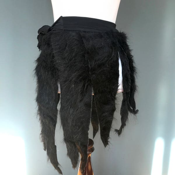 Handmade Halloween Costume Black Fur Skirt Animal Costume Black Fringe Skirt Bear Costume Black Cat Outfit Furries Clothing - TRIXY XCHANGE