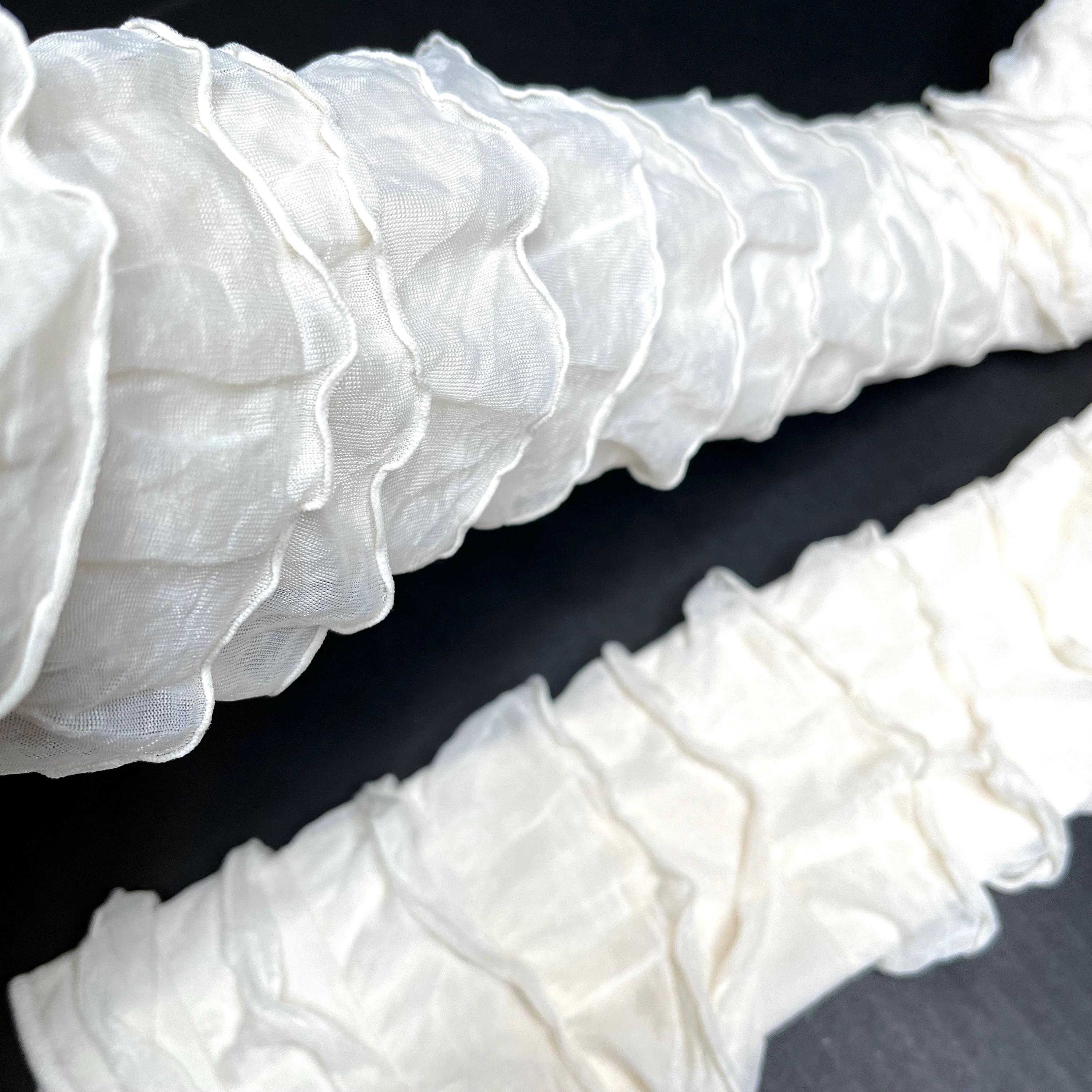 Round Ruffle Arm Womens Mummy Costume Cream White Ruffle Arm Warmers Sheer Gloves ...
