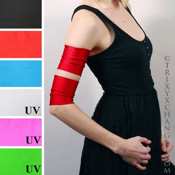 Red Arm Bands Red Arm Cuffs Spandex Arm Ties Stretchy Arm Covers Roller Derby Clothing Cosplay Costume Superhero Costume - TRIXY XCHANGE