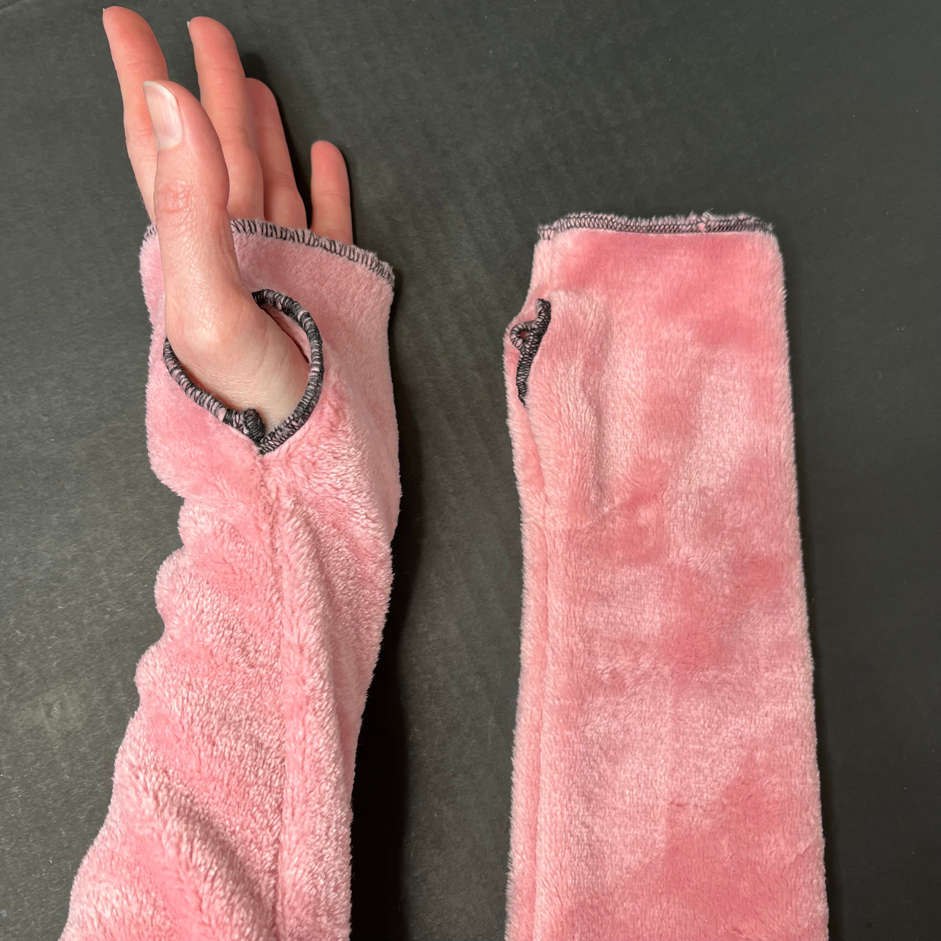 Black Fuzzy Gloves Fleece Arm Warmers Long Fur Fingerless