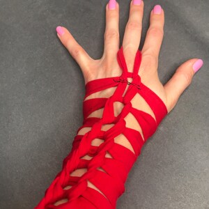 Alien Cosplay Costume White Reptile Gloves Post Apocalyptic Clothing Apocalypse Clothes Corset Arm Warmers Lace Up Cut Out - TRIXY XCHANGE image 10