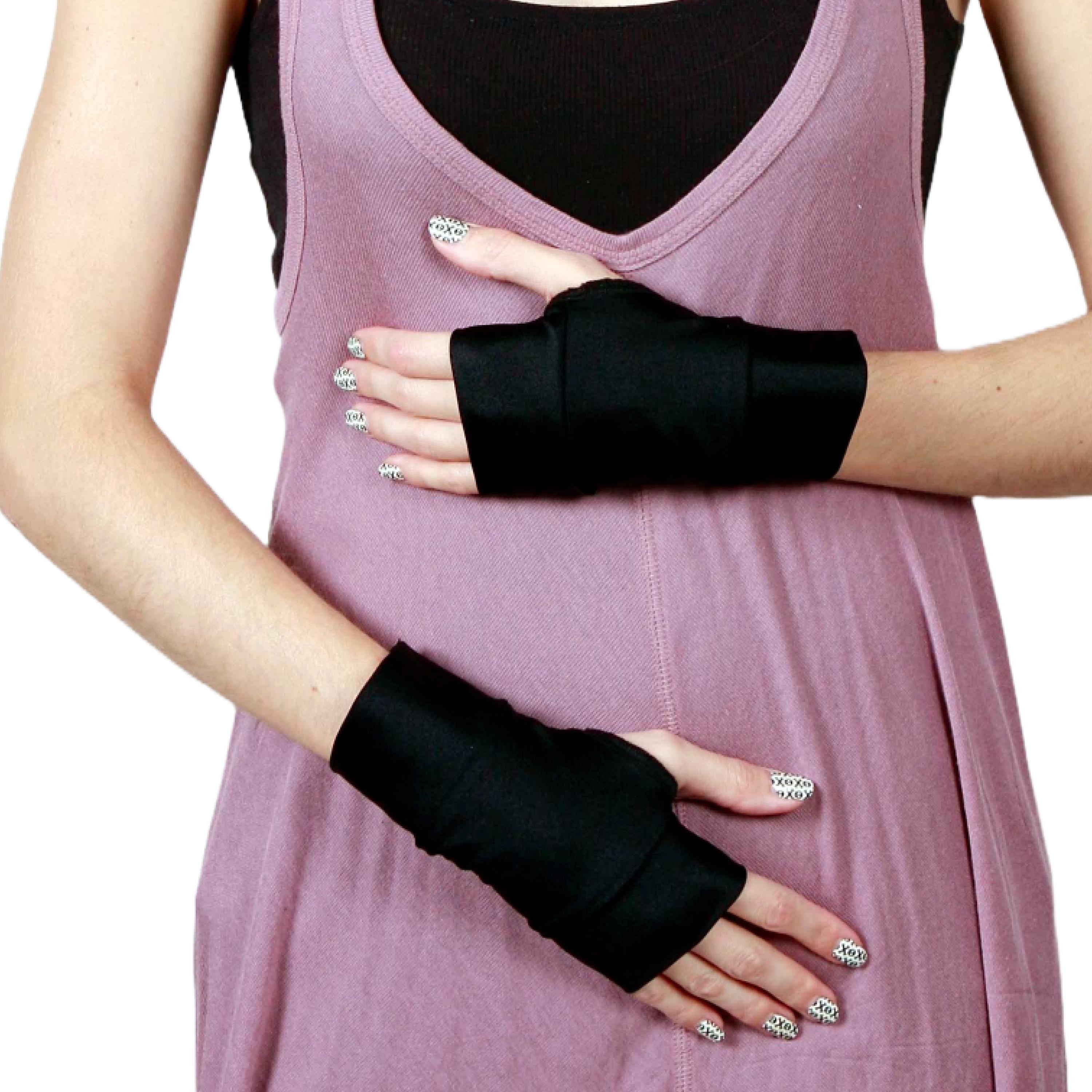Womens Pirate Costume Cosplay Gloves Pink Spandex Gloves Black Arm ...