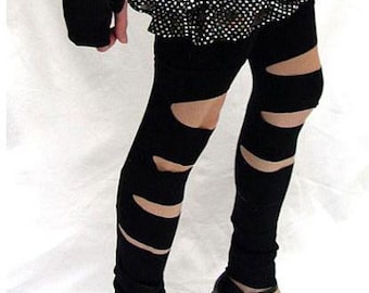 Thigh High Socks Cut Out Leg Warmers Black Leggings Cyber Goth Clothing Cyber Punk Legwarmers Spandex Knee Highs Latex Covers TRIXY XCHANGE