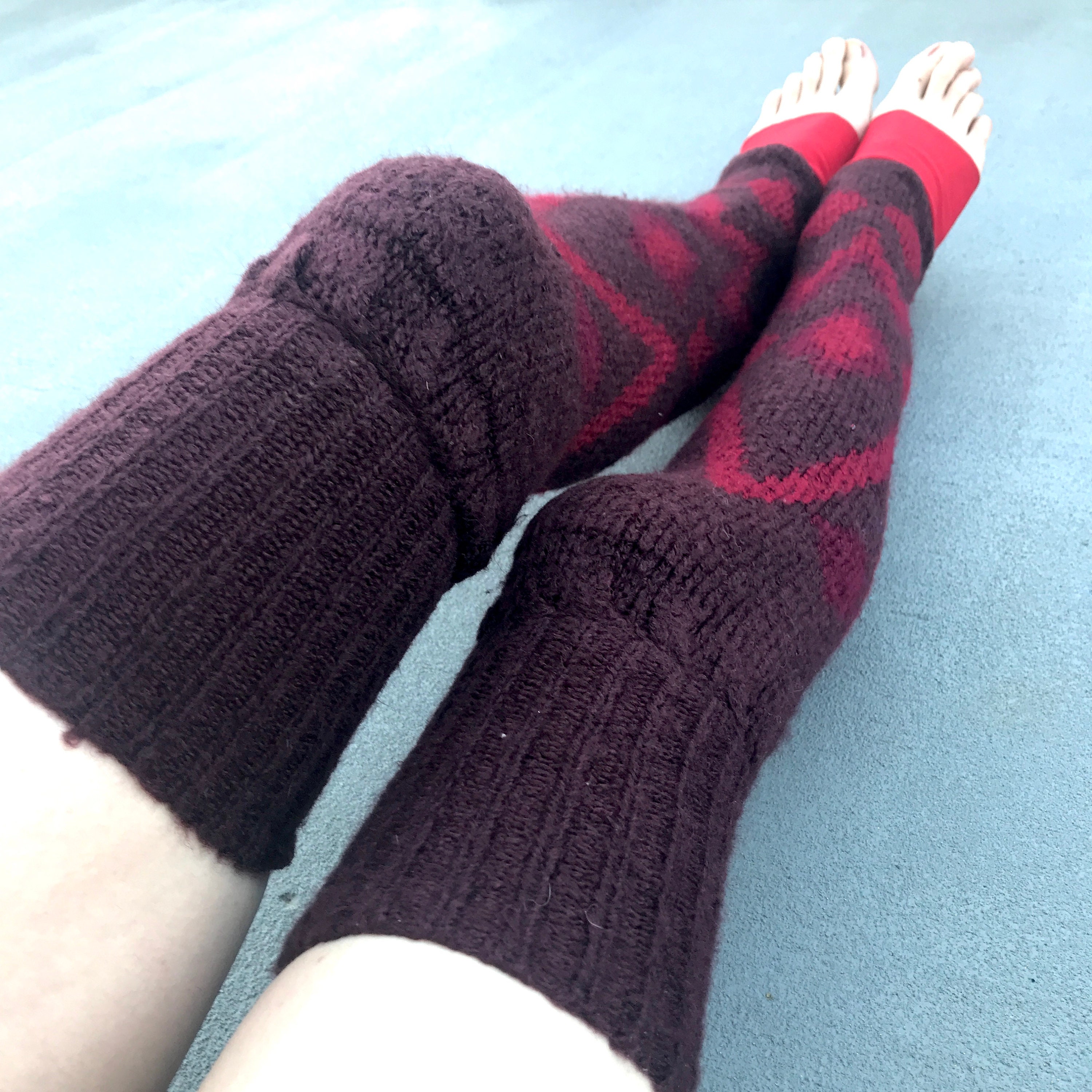 Trixy Xchange Red Argyle Sweater Leg 