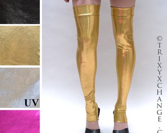 Gold Spandex Leggings Gold Leg Warmers Gold Socks Gold Boot Covers Club Clothing Bellydance Costume Burlesque Super Hero Psy - TRIXY XCHANGE