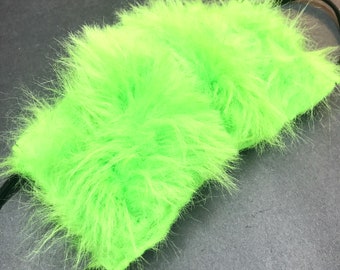 Neon Green Monster Fur Face Mask Adult Halloween Costume Dog Outfit Cat Costume Animal Black Fuzzy Womens Rave Clothing Mens - TRIXY XCHANGE
