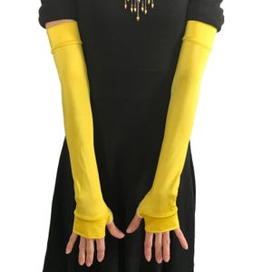 Long Yellow Fingerless Gloves Anime Costume Spandex Arm Warmers Stretchy Arm Sleeves Elbow Length Armwarmer Super Hero Costume TRIXY XCHANGE