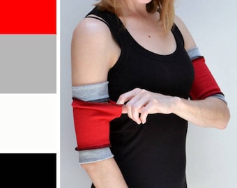 Workout Arm Bands Hiking Arm Cuffs Running Armbands iPod Holder Phone Pocket Yoga Clothing Athletic Gloves Gray Red - TRIXY XCHANGE