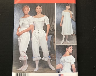Simplicity Sewing Pattern 1139 Size 6-20 Womens Civil War Costume Lace Up Corset Sleep Gown Bloomers Pant Historical Underwear TRIXY XCHANGE