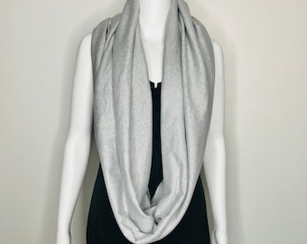 Gray Infinity Scarf Cotton Circle Scarf Jersey Head Wrap Long Hijab Mens Handmade Winter Scarf Warm Scarf Oversized Blanket - TRIXY XCHANGE
