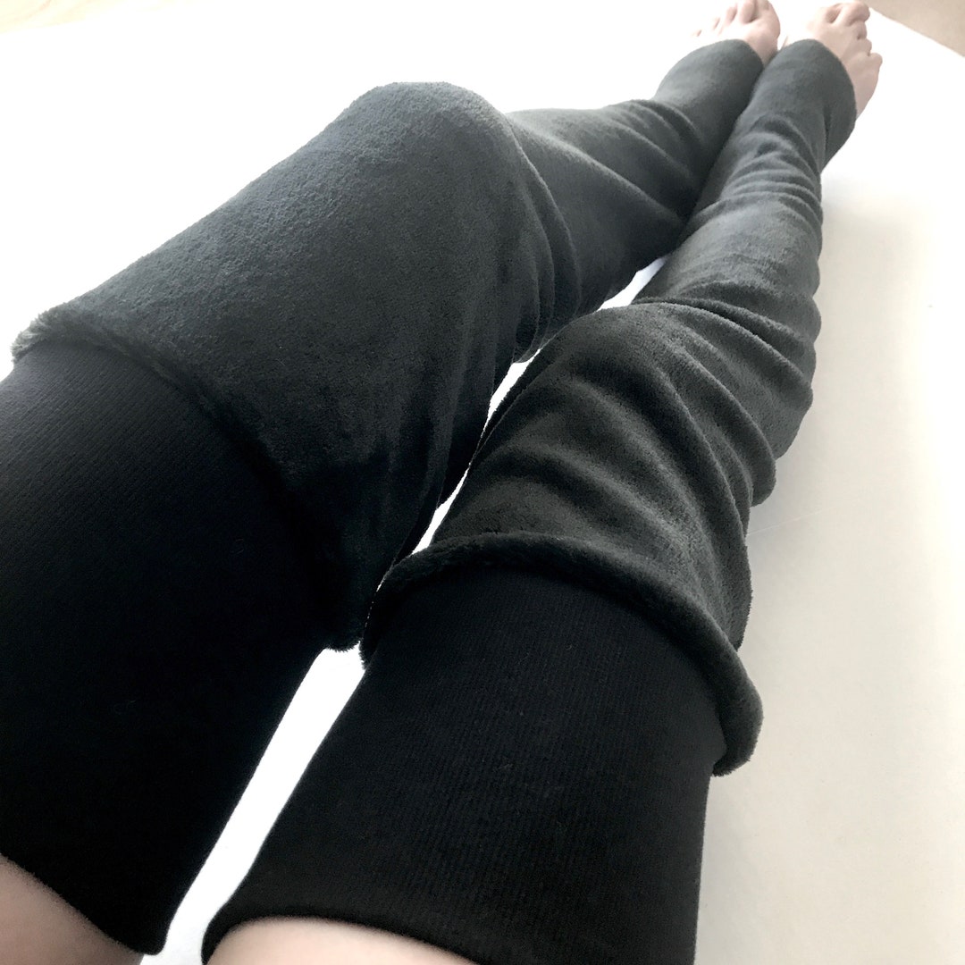 Long Black Fleece Leg Warmers Winter Fuzzy Knee Socks Warm Etsy
