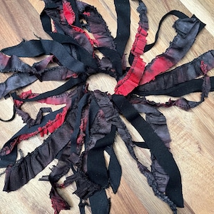 Red Fringe Hair Tie Womens Gift Black Mummy Costume Halloween Bandage Goth Arm Cuffs Cosplay Gloves Cheerleader Ponytail Dance TRIXY XCHANGE