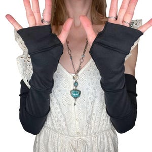 Long Striped Gloves Black Hand Warmers Cotton Armwarmers Patchwork Arm Sleeves Sun Protection UV Protection Scar Covers Winter TRIXY XCHANGE