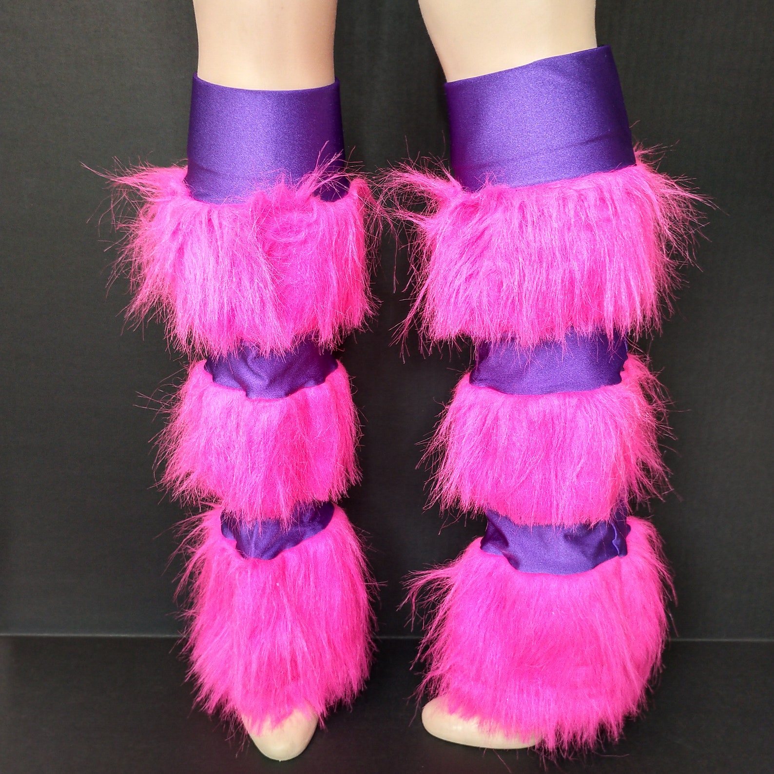 Green Fur Leg Warmers Fuzzy Black Boot Covers Monster Halloween Costume ...