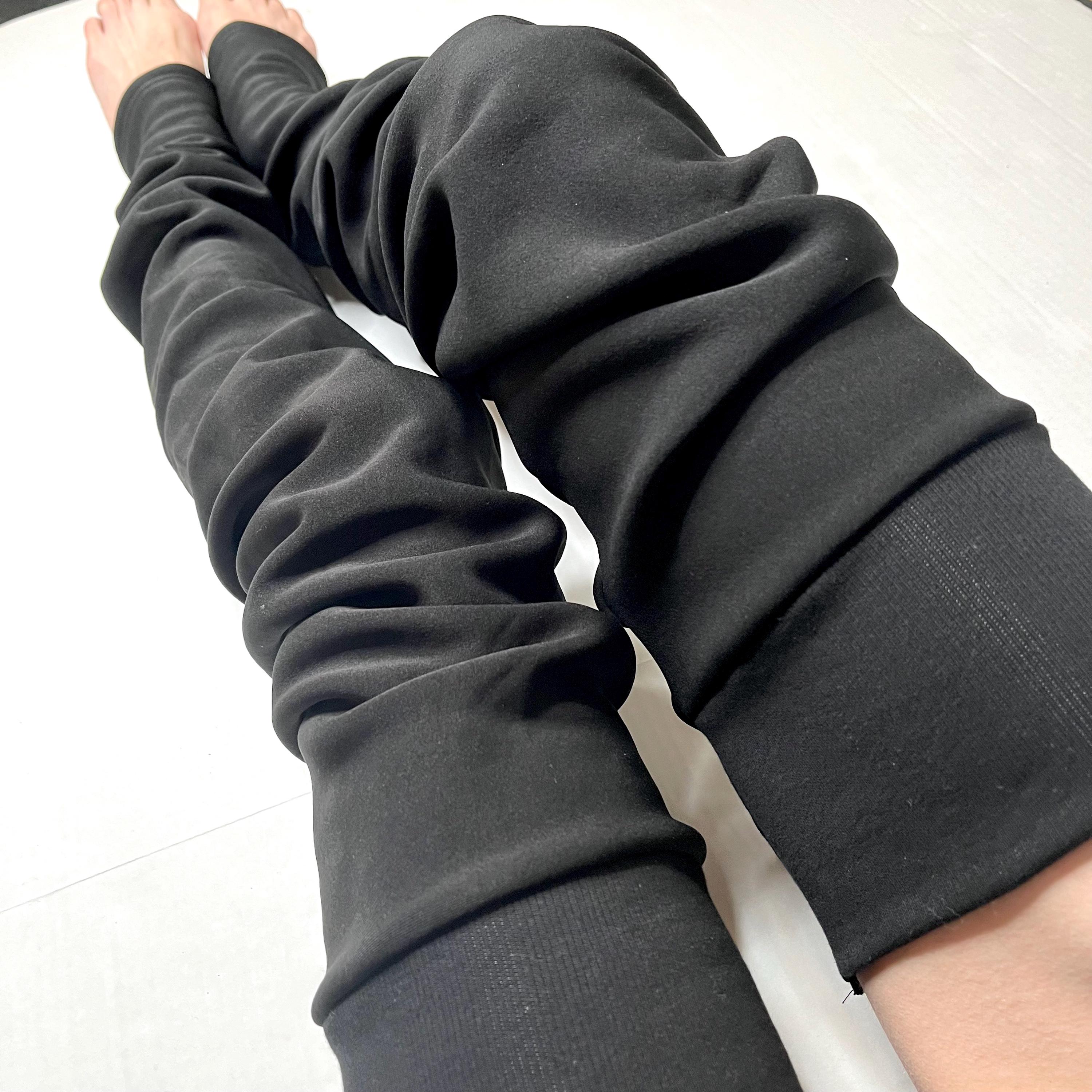 Black Fleece Lined Leg Warmers Warm Leggings Thigh Highs Stockings Warm Slouch Socks Leg Covers Thermal Sweatpants 90s Style - Trixy Xchange
