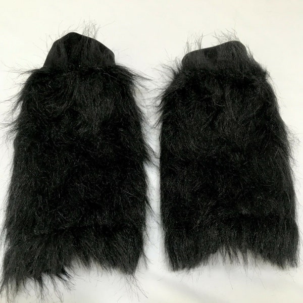 Long Black Fur Gloves White Fuzzy Arm Cuffs Cosplay Costume Pink Furry Arm Bands Green Halloween Caveman Costume Raver Scifi - TRIXY XCHANGE