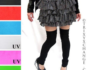 Cyber Goth Clothing Rave Leggings Black Thigh Highs Blue Leggings Green Leg Warmers Pink Boot Covers Black Tights Leg Covers - TRIXY XCHANGE