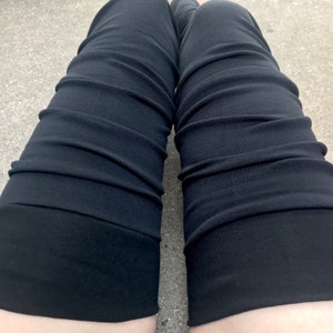 Black Fleece Lined Leg Warmers Warm Leggings Thigh Highs Stockings Warm Slouch Socks Leg Covers Thermal Sweatpants 90s Style Trixy Xchange image 4