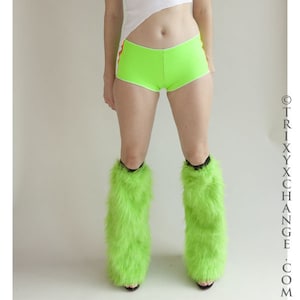 Monster Costume Neon Green Fur Legwarmers Furry Leggings Womens Costume Dragon Costume Pink Cat Costume Green Fluffies Cosplay TRIXY XCHANGE