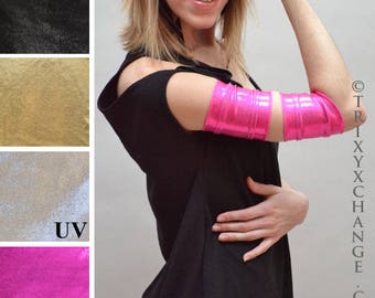 Pink Arm Bands Metallic Armmanschetten Spandex Krawatten dehnbar Arm Abdeckungen Roller Derby Kleidung Cosplay Superhelden Kostüm - TRIXY XCHANGE