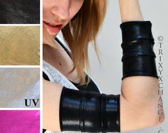 PICC Line Covers Black Cast Covers Pink Arm Cuffs Rollerderby Arm Bands Mens Bicep Cuffs Cyber Goth Costume Tattoo Sleeves - TRIXY XCHANGE