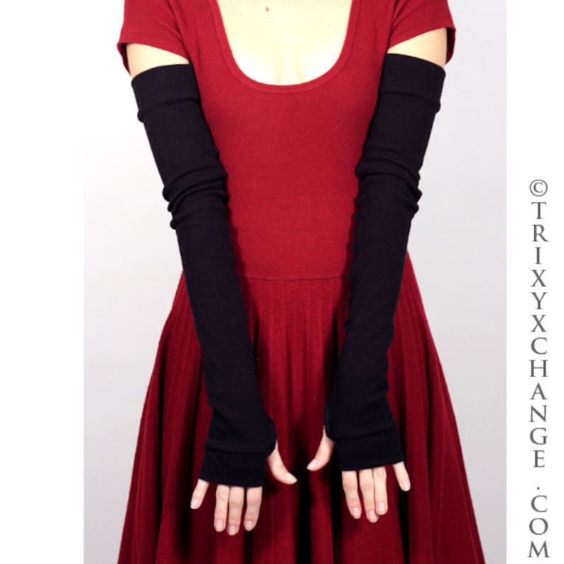 TRIXY XCHANGE Long Black Arm Warmers Cotton Fingerless Etsy