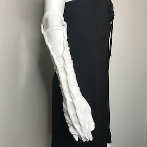 Alien Cosplay Costume White Reptile Gloves Post Apocalyptic Clothing Apocalypse Clothes Corset Arm Warmers Lace Up Cut Out - TRIXY XCHANGE