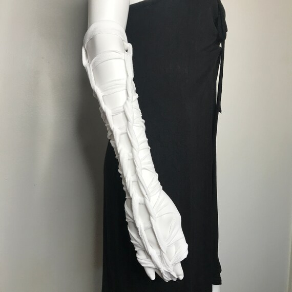 Alien Cosplay Costume White Reptile Gloves Post Apocalyptic Clothing Apocalypse Clothes Corset Arm Warmers Lace Up Cut Out - TRIXY XCHANGE