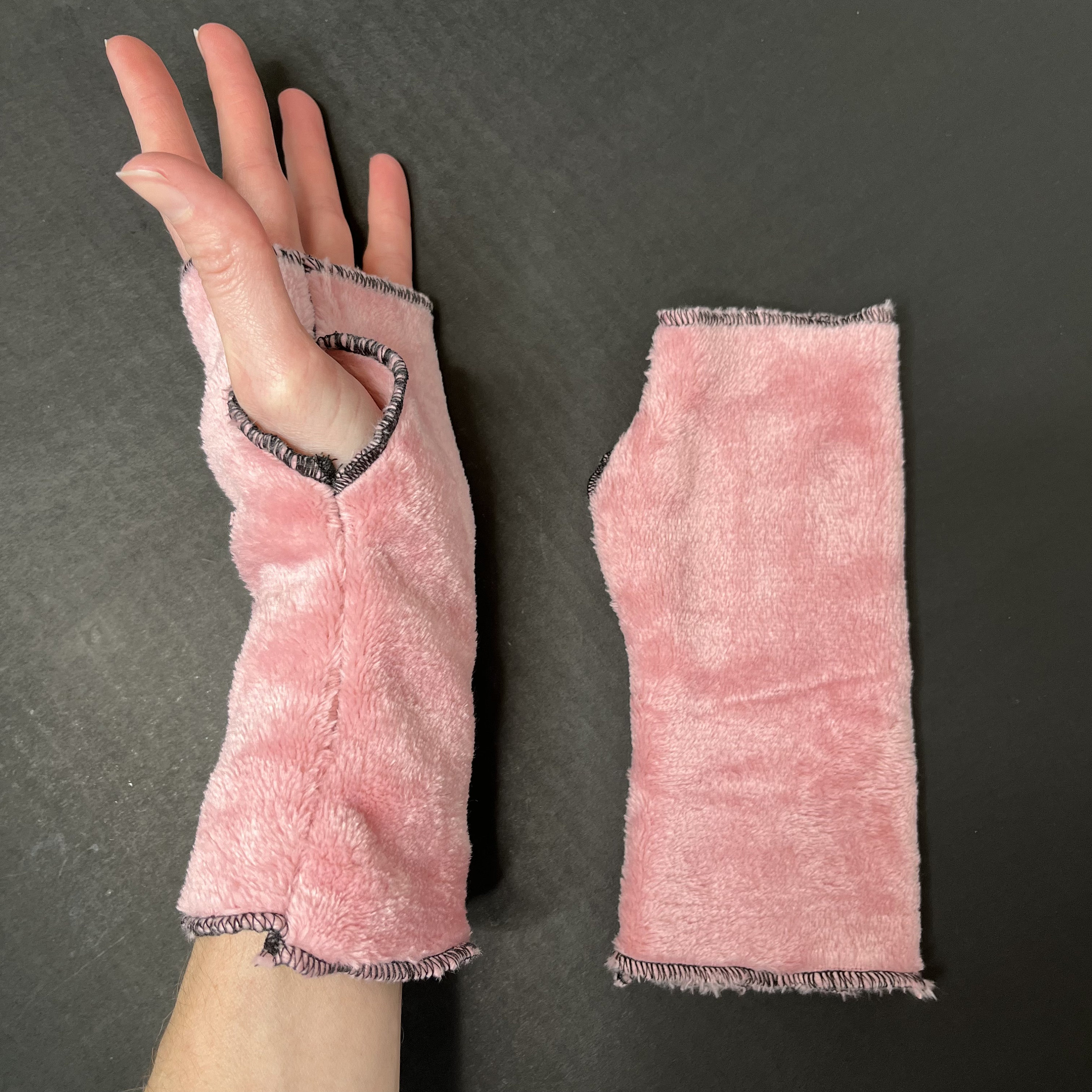 Guanti invernali da donna, a maglia, senza dita, con foro per pollice, elasticizzati, a mezze dita, per inverno