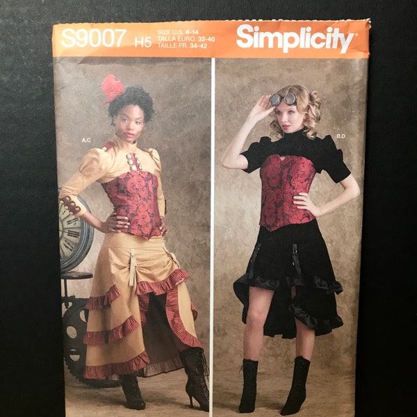 Simplicity Sewing Pattern S9007 Womens Steampunk Costume Cropped Bolero Jacket Tiered Ruffle Skirt 1800s Saloon Western Coat - TRIXY XCHANGE