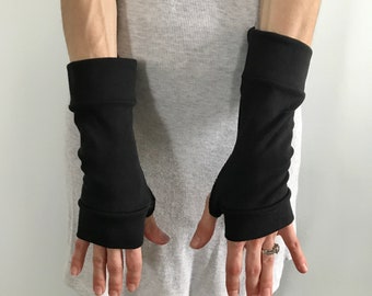 Black Arm Sleeves Cosplay Arm Socks Gothic Clothing Fibromyalgia Gloves PICC Line Covers Mens Fingerless Gloves Arm Cuffs - TRIXY XCHANGE