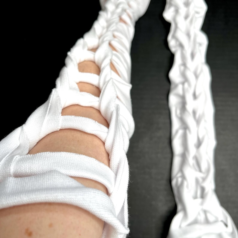 Alien Cosplay Costume White Reptile Gloves Post Apocalyptic Clothing Apocalypse Clothes Corset Arm Warmers Lace Up Cut Out - TRIXY XCHANGE image 5