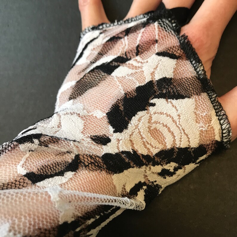 Black Lace Gloves Long Arm Warmers Covers Steampunk Cosplay Costume Gothic Wedding Goth Outfit Gloves with Finger Loops - TRIXY XCHANGE image 10