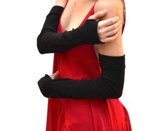 Medical Arm Covers PICC Line Covers Long Black Arm Warmers White Armwarmers Long Red Gloves Cotton Arm Sleeves Elbow Length - TRIXY XCHANGE