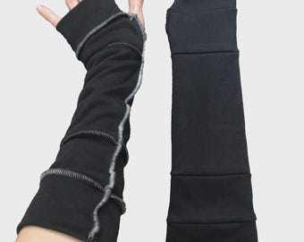 Womens Office Gloves Long Striped Gloves Black Hand Warmers Pink Armwarmers Patchwork Arm Sleeves Sun Protection Tattoo Covers TRIXY XCHANGE