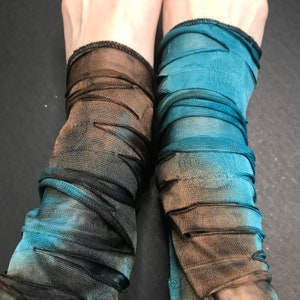 Womens Mummy Socks Bandage Leg Warmers Blue Lace Up Leg Covers Otk Knee Socks Halloween Costume Over the Knee Brown Tie Dye TRIXY XCHANGE image 5