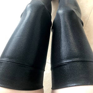 Black Spandex Leggings Holographic Leg Warmers Costume Knee Socks Rave Boot Covers Club Clothing Gogo Dancer Burlesque Wetlook TRIXY XCHANGE image 3