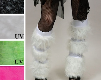 White Fur Leg Warmers Fuzzy Black Boot Covers Animal Halloween Costume Polar Bear Dog Outfit Cat Cosplay Green Fluffies Pink - TRIXY XCHANGE